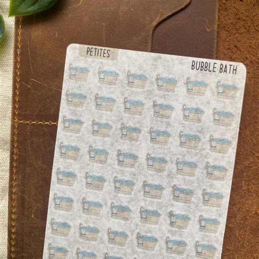 Bath Washi Stickers | Tiny Self Care Planner Stickers, Bubble Bath, Minimalist Journal, Hobonichi - Etsy