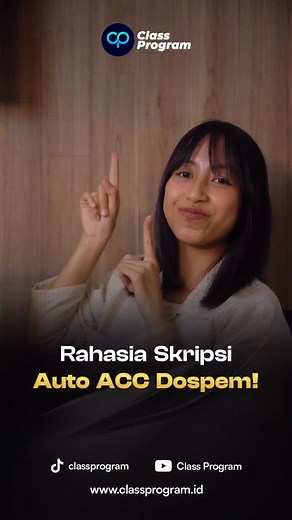 Gampang banget kalau Skripsi mau ACC Dospem 🤙🏼 Jika terdapat kendala dalam menyusun skripsi, baik itu dalam menyusun judul, menentukan metode penelitian, olah data maupun revisi hasil dan pembahasan. Ambil “𝗣𝗮𝗸𝗲𝘁 𝗖𝗼𝗺𝗽𝗹𝗲𝘁𝗲” dan dapatkan: ✅ Bimbingan sampai dapet ACC Dosen ✅ Jadwal bimbingan bebas atur sendiri ✅ Boleh request dan ganti Mentor ✅ Bimbingan privat dan online ✅ Kisi-kisi pertanyaan Sempro, Sidang dan cara menjawabnya “Bersama Class Program, Semua Bisa Lulus Kuliah” #Cla