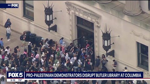Protesters rally inside Columbia University library