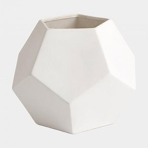 Remi Faceted Vase-Matte White - Global Views | Furniture, Lighting, Home Decor & Accessories