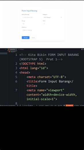 Form Input Barang Modern Pakai Bootstrap 5 (Pemula) #belajarweb #coding #bimbelcoding #programming