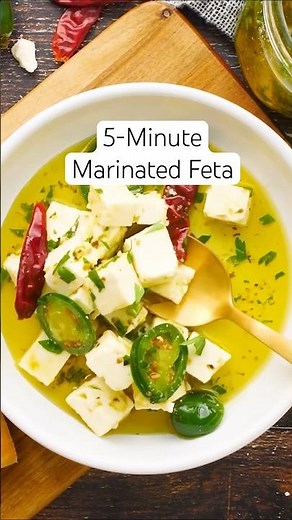 5-Minute Marinated Feta – the easiest appetizer you’ll ever make! #appetizer #shorts