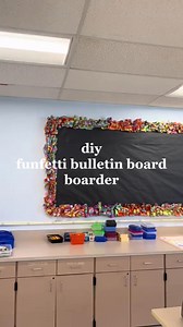 DIY Funfetti Bulletin Board Border! @abstractsbyjac transforms the classroom with this creative and colorful “funfetti” bulletin board border made entirely by hand! A perfect way to brighten up your teaching space and bring a burst of energy to the walls — using nothing but fabric strips and love. A vibrant DIY that feels just like confetti for your classroom. 🎉🧵#teacher #teachersoftiktok #teachertok #firstyearteacher #teacherhack #teachertips #school #kindergarten #preschool #teachers #teache