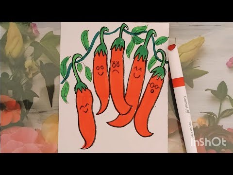 How to draw chilli with hand step by step