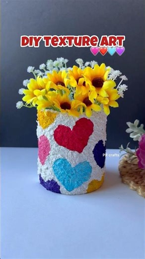 Heart texture art 🥺|| #textureart #tissueart #tissuepaperart #diy #tutorial #flowervase #penholder