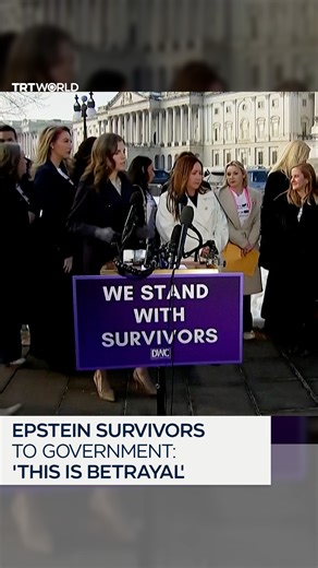 TRT World on Instagram: "Survivors of Jeffrey Epstein’s sex trafficking ring joined members of the Democratic Women’s Caucus at a news conference to criticise the Justice Department’s handling of heavily redacted case files. Lawmakers and survivors accused the department of withholding information and failing victims, with some describing the redactions as a “betrayal” and “injustice.”"