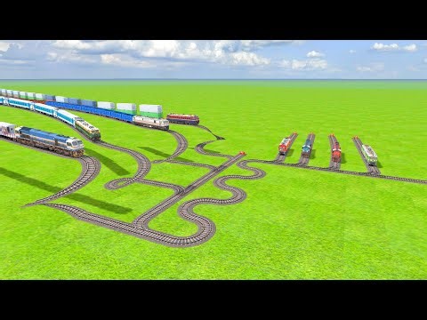 BUMPY CROSSING OF FOUR TRAINS ON FOUR TRACKS WITH RAILROAD CROSSING AND RICKY CROSSING |Train Sim |