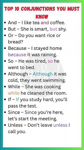 Top 10 Conjunctions in English You Must Know! 🔗 | Speak Fluent English