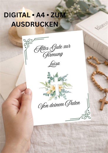 Confirmation Card From the Godparent | Personalized Christian Card for Confirmation | Digital Download PDF - Etsy