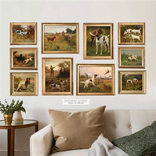 Hunting Dogs Gallery Wall Art, Set of 10, Classic Hunting Scenes With, English Setter, Pointer, Terrier, Pheasant and Deer Hunt Prints, S013 - Etsy