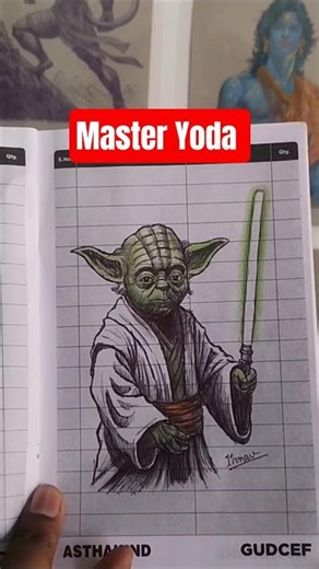 Drawing of Master Yoda from star wars #ballpenart #drawing #yoda #starwars #mandelor #illosketchbook