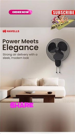 Havells Gatik Pro 400mm Wall Mount Fan|RPM: 1350|Double string for Speed