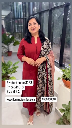 Floranza Fashion Boutique on Instagram: "3 piece set in cotton Top 6 panel A line Without lining Back plain A line Length 47 inches Bottom Loose fit Back elastic and ties attached for adjusting Length 38 inches Dupatta Printed Cotton NB: For free size choose one size bigger Product Code : 3268 Price : 1490+S Size: M-3XL Disclaimer: There Will Be Slight Differences In Colour Due To Lighting Or Your Device Display Settings. #Floranzafashion #Floranza #Calicut #Florique #Florista"
