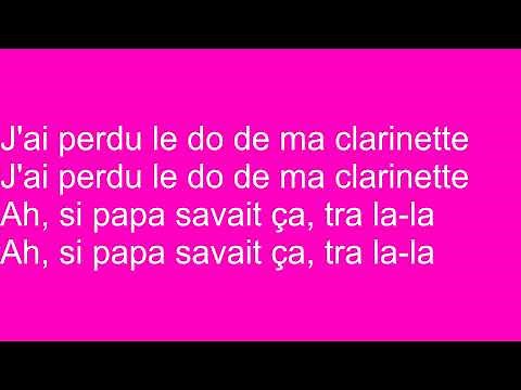 Comptines chanson j'ai perdu le do de ma clarinette avec paroles
