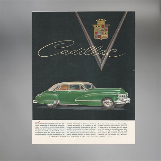 1940s Cadillac Vintage Ad | Large Magazine Print | Auto Collectible | Wall Art - Etsy