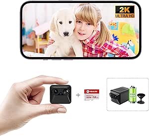 Magnetic Wireless WiFi Security Camera 2K FHD Nanny Cam 150 Days Long Standby Battery Camera，Night Vision ，Motion Detection ，Cloud Storage，Indoor Hidden Camera for Home, Office