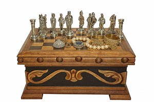 Hand Carved Walnut Roman Chess Set With Metal Pieces & Velvet Drawer - Etsy UK