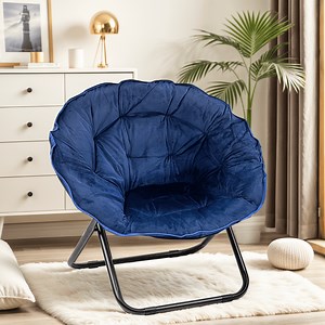 Gaildon Foldable Moon Saucer Chair with Mental Frame, Blue