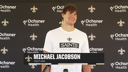 Michael Jacobson on transition from basketball to football | Saints Training Camp 2024