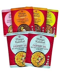 Maya Kaimal Foods - Organic Indian Everyday Dal - 6 pack variety of 10oz Ready to Eat Meals - Fully Cooked - Vegan - Kosher - Microwavable - made from Lentils, Beans, Squash, Coconut, Peas