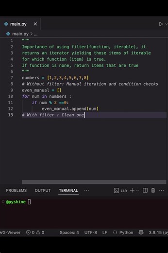 Python filter and lambda in 58 seconds! ⚡️ #shorts
