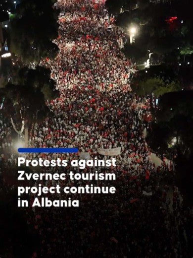 Protests continued for a 21st consecutive day in Tirana, Albania, against a planned tourism development project in the Zvernec area near Vlore #anadoluajansi #anadoluagency #anadolu #tirana #albania #protest