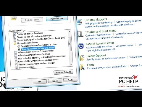 Show hidden files & folders in Windows