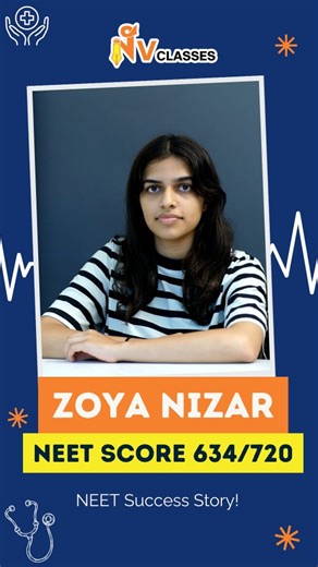 NV Classes on Instagram: "How Zoya Nizar Scored 634/720 in NEET | Best Coaching for NEET in Bangalore 🩺🏆 (Watch the full video on our YouTube channel) #nvclasses #neet2027 #neetprepration #neetcoaching #bangalore"