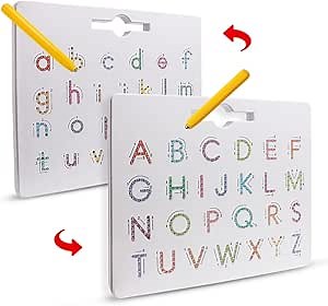 USATDD Magnetic Letters Practicing Board,Tracing ABC Alphabet Magnet Drawing Board Educational Preschool Practice Learning to Write Toys Montessori Uppercase&Lowercase Gift for Kids Toddlers