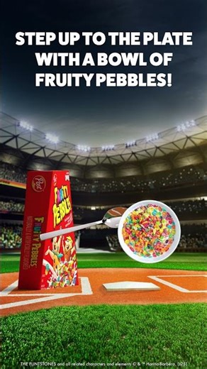 Step up to the plate with a bowl of Fruity Pebbles™!