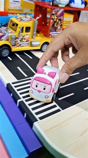 Oddly Satisfying Robocar Poli Cars Slide Down 🩷🌈🚑 #shorts #viralshorts