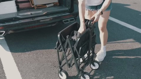 Collapsible Wagon with Wheels，Large Capacity Utility Wagons Carts Heavy, Wagons Carts Foldable, Adjustable Telescopic Handle, Foldable Wagon- Ideal for Camping, Shopping, Outdoors