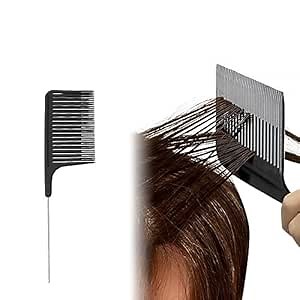 Amazon.com : Hair Highlight Comb, Professional Hair Stylist Comb with Stainless Steel Rat Tail, Ergonomic Design, Use, Premium Material, Practical and Versatile for Home and Salon (Black) : Beauty & Personal Care