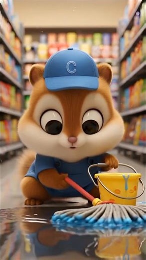 “Tiny Chipmunk Cleaning the Supermarket! #aiart #animation #cartoon #funny #shortvideo