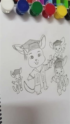 Cute Kangaroo Graduation Day | Adorable Cartoon Celebration Art