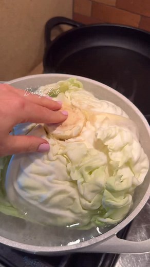 This is how you make rolled cabbage in tomato sauce. I usually cook cabbage in lemon garlic butter sauce but this one is different and delicious too. It’s loaded with flavor and even better the next day. For this recipe, you’ll need a 4 pound cabbage head. I saved some of mine for a different recipe, it was a 6 pound head and pretty big. Filling; 1 pound ground chuck beef or sirloin 3/4 cup jasmine rice, rinsed but not soaked 2 1/2 oz. Tomato paste 16 oz. Baby Bella mushrooms finely chopped 2 sh