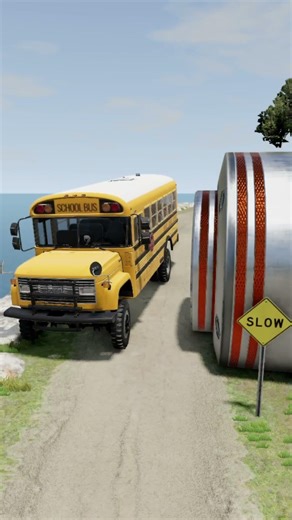 Cars & Bus vs Giant Pit Bollards part2 #beamngdrive #carcrashes