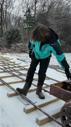 pushing carts in the snow
