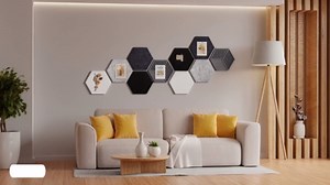 Hexagon Cork Bulletin Boards for Walls Decor, 10 Pack Felt Board Tiles with 40 Push Pins, Photo Display Board for Office & Home Classroom DIY Decor