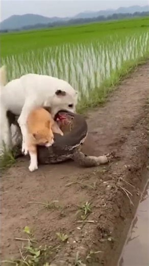 What would you do if a giant monitor lizard tried to attack a helpless cat￼😱 #aishorts #aianimals