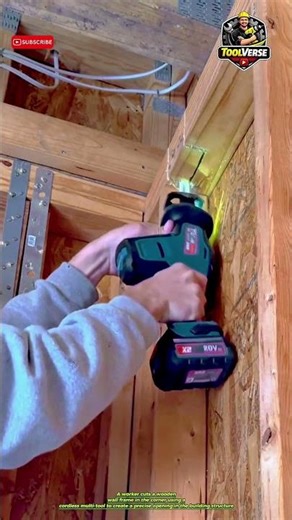Cutting Wall Frame Wood in a Corner Using a Cordless Multi Tool #cordlesstools #building