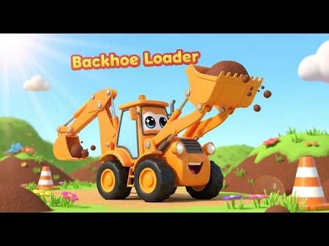 Backhoe Loader Song | Fun Construction Rhyme for Kids | Dig, Scoop & Play 🚜