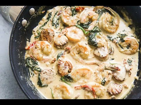 Tuscan Shrimp and Scallops (Super Delicious and Low Carb)
