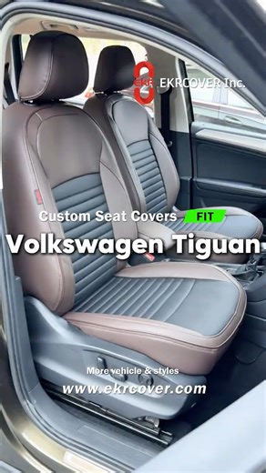 EKR Custom Black and Coffree Color Seat Cover for Volkswagen Tiguan installation