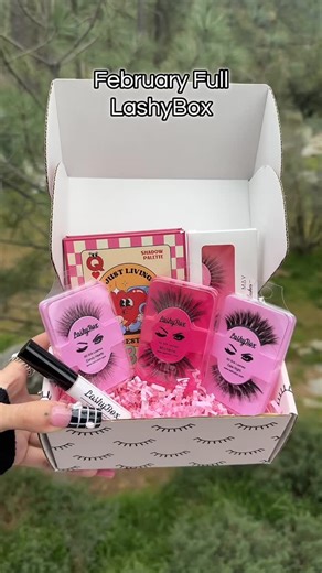 LashyBox™️ on Instagram: "The Full Size Box 🎀 Featuring our Date Night, Candy Hearts, Michelle, & Ruby May Lashes. Full-size Glue & 8 shade Eyeshadow Palette!"