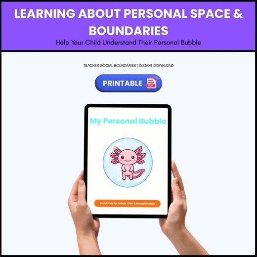 Autism Social Story: My Personal Bubble | Axolotl Personal Space & Boundaries - Etsy