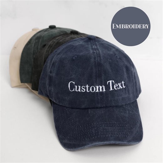 Custom Text Embroidered Hat, Retro Baseball Hat - Etsy