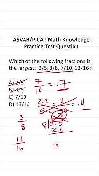 ASVAB/PiCAT Math Knowledge Practice Test Question: Comparing Fractions #acetheasvab w/ #grammarhero