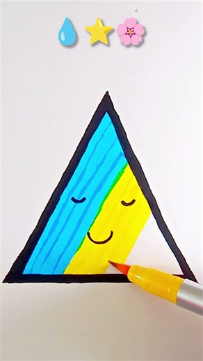 Cute Triangle Drawing 🔺✨ | Satisfying Rainbow Coloring Art 🎨