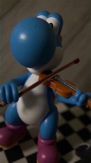 Blue Yoshi playing the violin